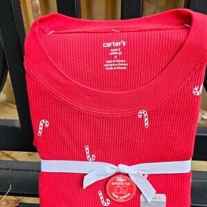 Carter’s NWT adult two-pie Candy Cane snug fit cotton pajamas Christmas SZ L